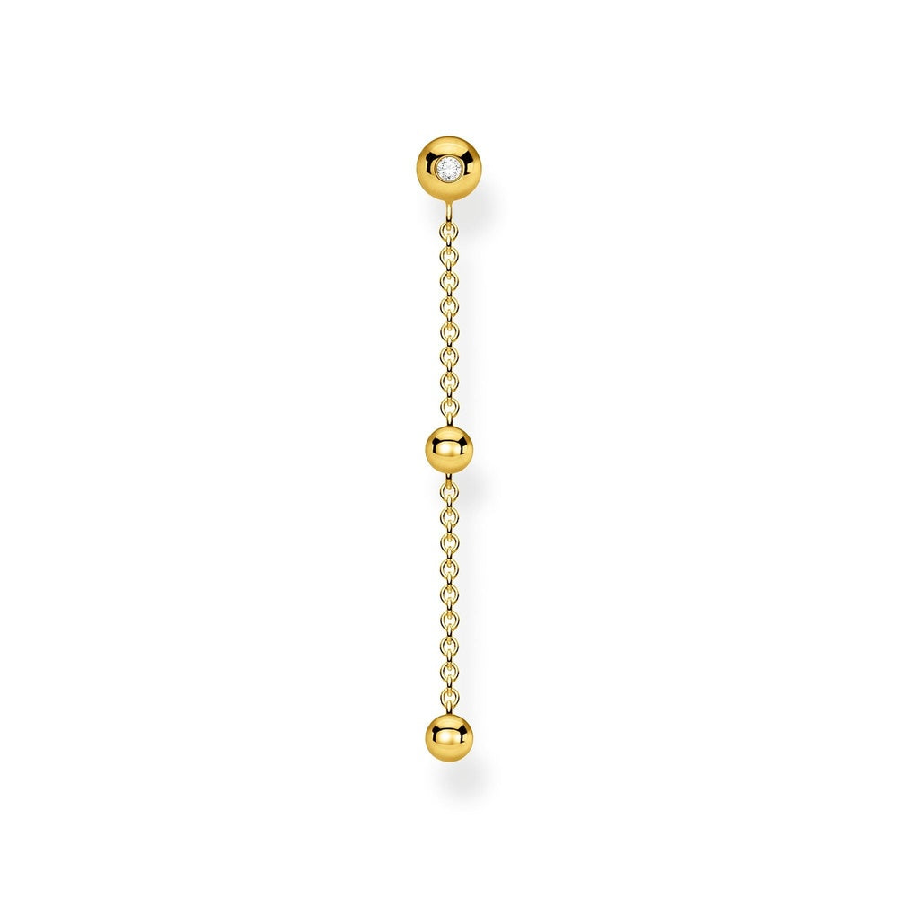 GOLD ON STERLING SILVER SINGLE EAR STUD WITH GRAPHICAL BUBBLES