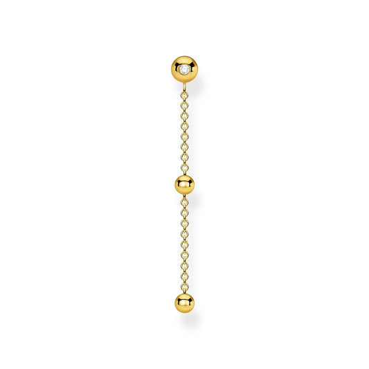 GOLD ON STERLING SILVER SINGLE EAR STUD WITH GRAPHICAL BUBBLES