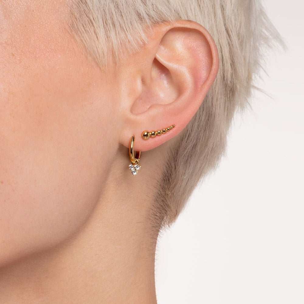 GOLD ON STERLING SILVER SPHERICAL DOTS EARRING CLIMBERS
