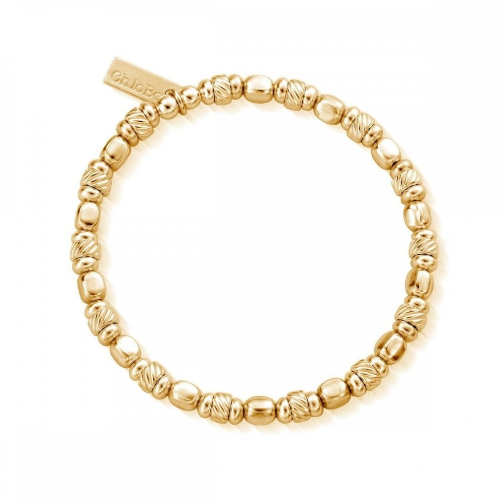 GOLD ON STERLING SILVER TWISTED CUBE BRACELET