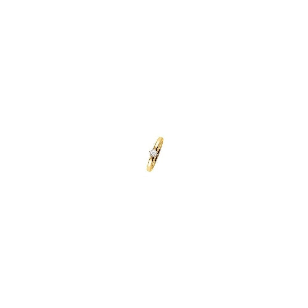 GOLD ON STERLING SILVER WHITE ZIRCONIA SINGLE STONE RING
