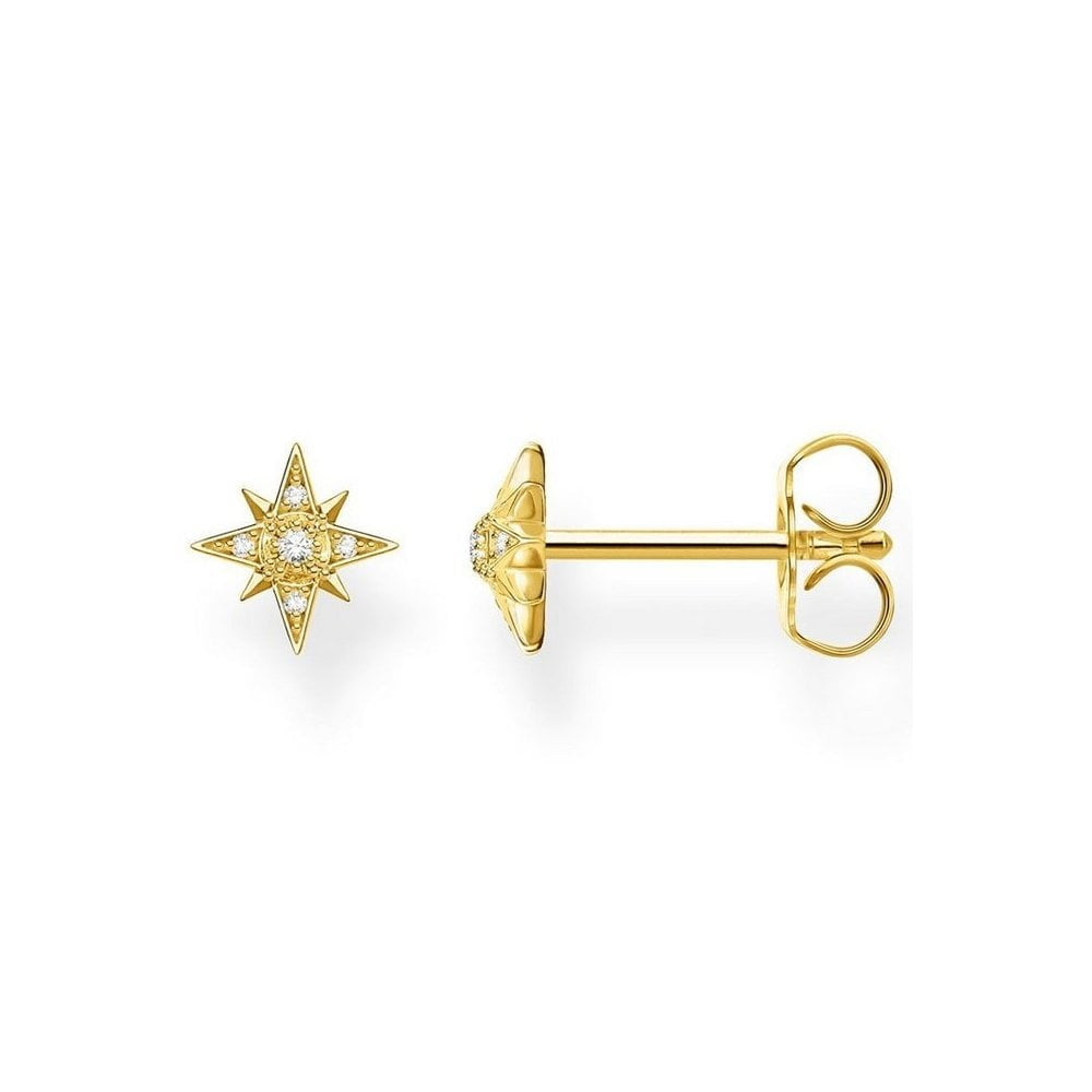 GOLD ON STERLING SILVER ZIRCONIA STAR STUD EARRINGS