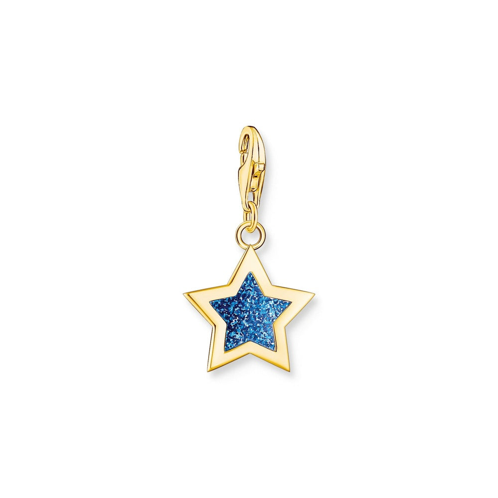 GOLD-PLATED STAR-SHAPED CHARM WITH DARK BLUE COLD ENAMEL
