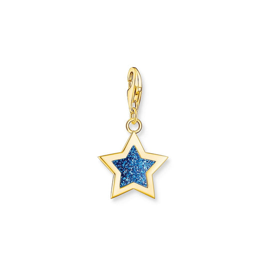 GOLD-PLATED STAR-SHAPED CHARM WITH DARK BLUE COLD ENAMEL