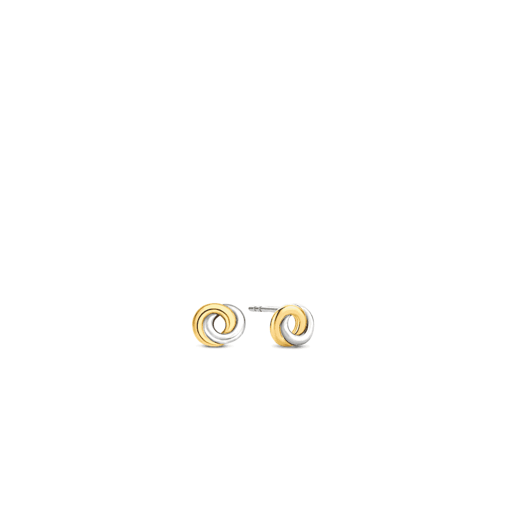 GOLD & SILVER INTERLOCKING CIRCLES STUD EARRINGS