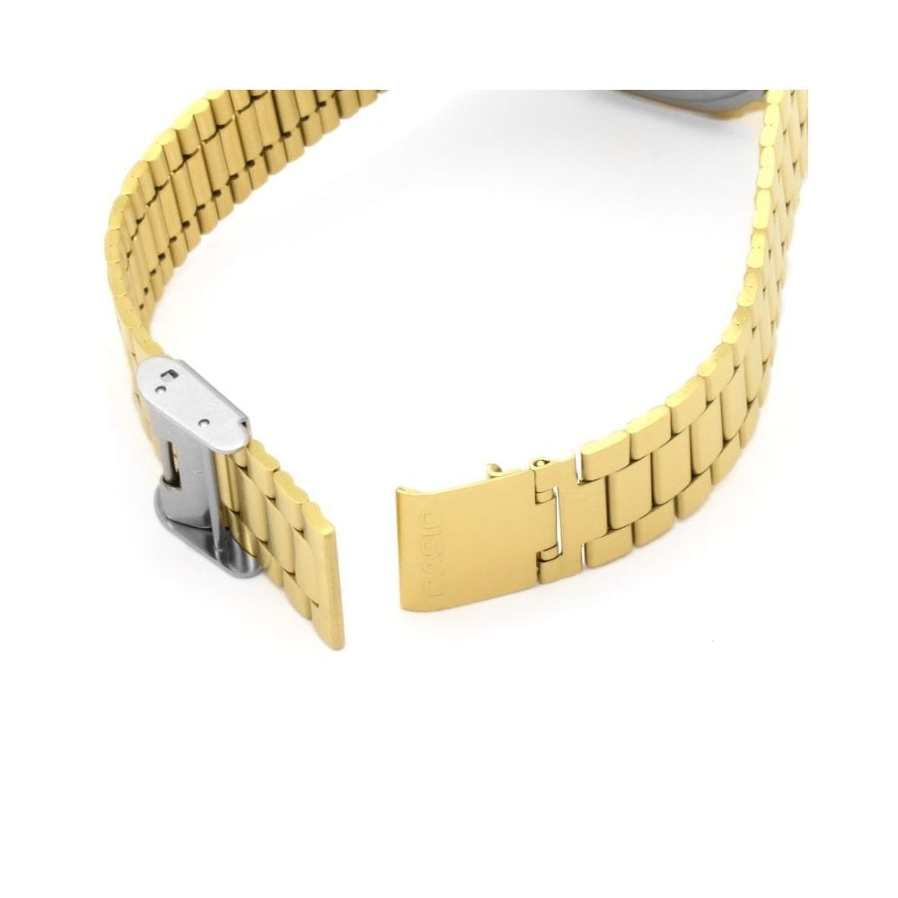 GOLD STAINLESS STEEL RETRO UNISEX DIGITAL BRACELET WATCH