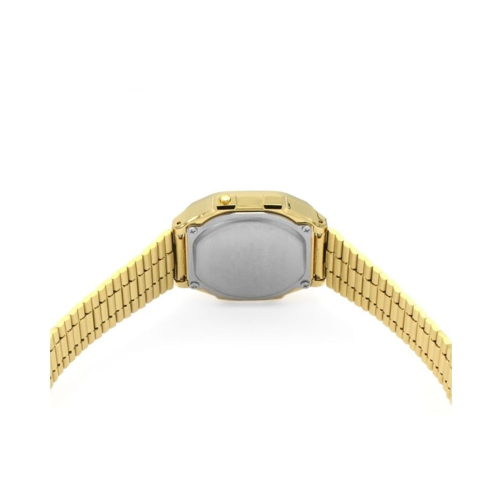 GOLD STAINLESS STEEL RETRO UNISEX DIGITAL BRACELET WATCH