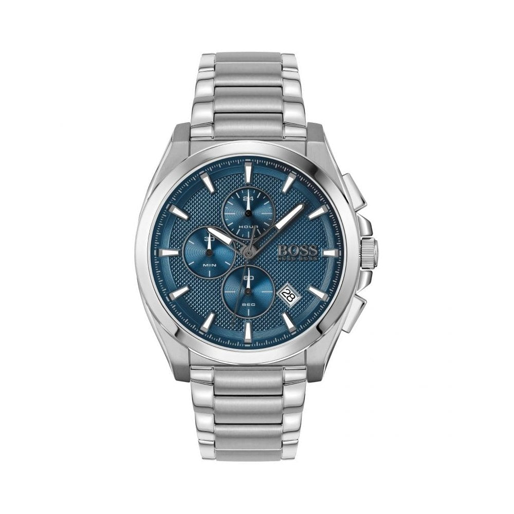 GRANDMASTER STAINLESS STEEL CHRONOGRAPH GENTS BRACELET WATCH WITH BLUE DIAL