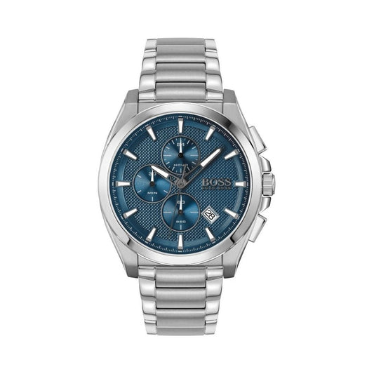 GRANDMASTER STAINLESS STEEL CHRONOGRAPH GENTS BRACELET WATCH WITH BLUE DIAL