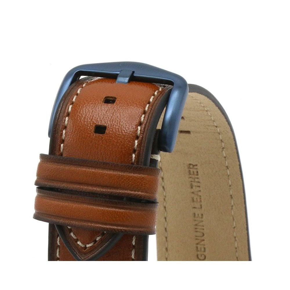 GRANT STAINLESS STEEL GENTS CHRONOGRAPH WATCH WITH BROWN LEATHER STRAP
