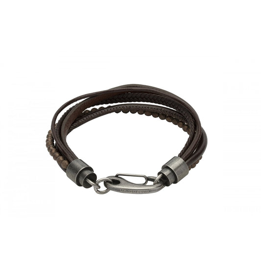 GUN METAL BROWN LEATHER BRACELET