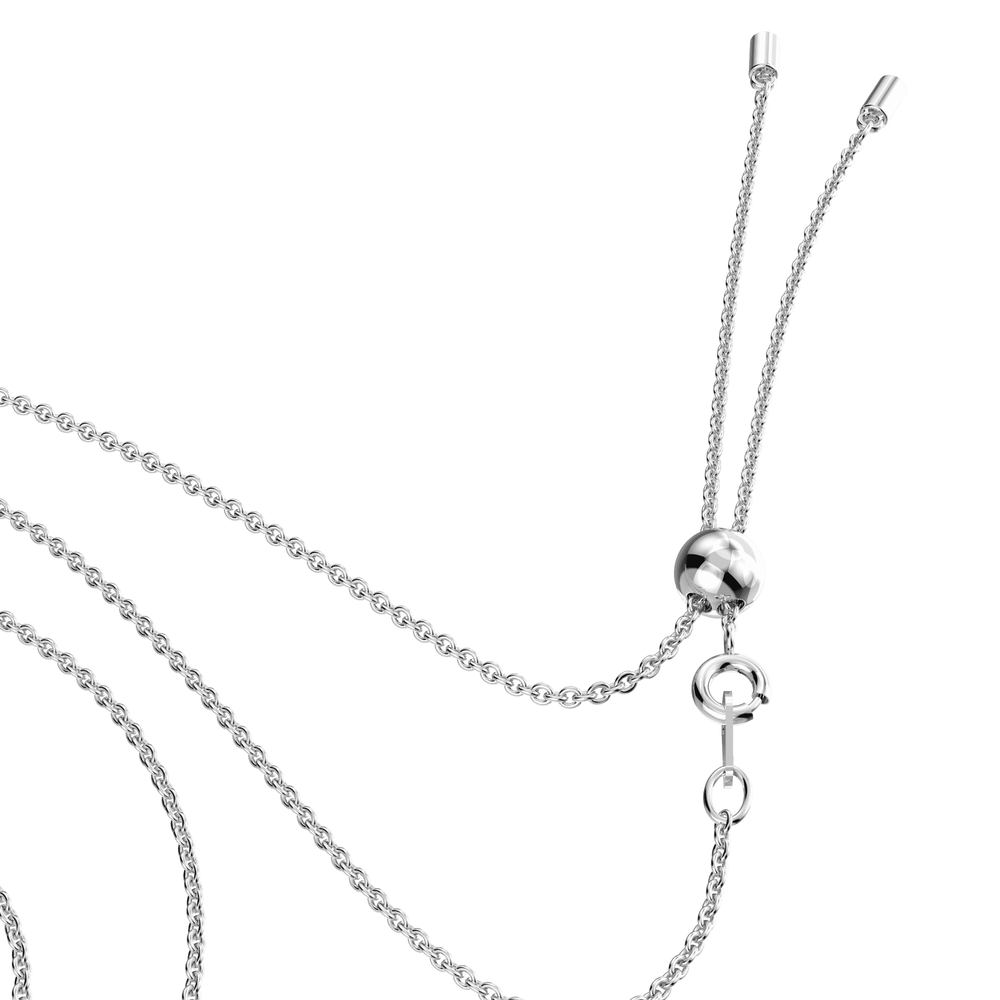 Generation necklace, White, Rhodium plated