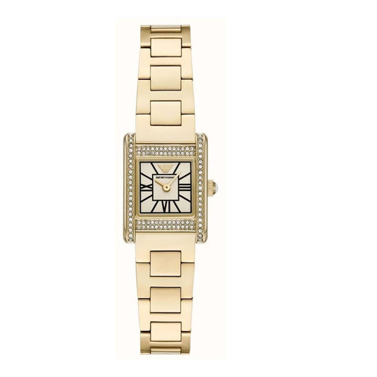 Genni, Pavé, Mother of Pearl Dial, Ladies Gold Stainless Steel Watch