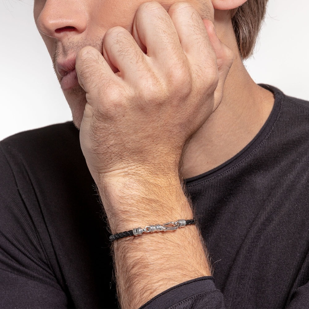 Gents Leather Bracelet with Sterling Silver Lobster Clasp