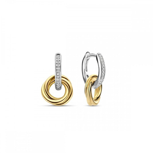 Gold On Silver Circle Hoop Earrings