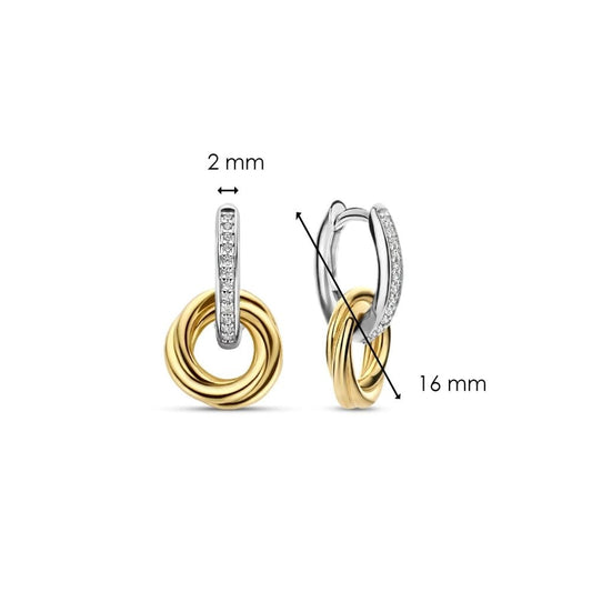 Gold On Silver Circle Hoop Earrings