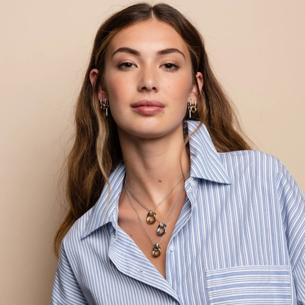Gold On Silver Circle Hoop Earrings