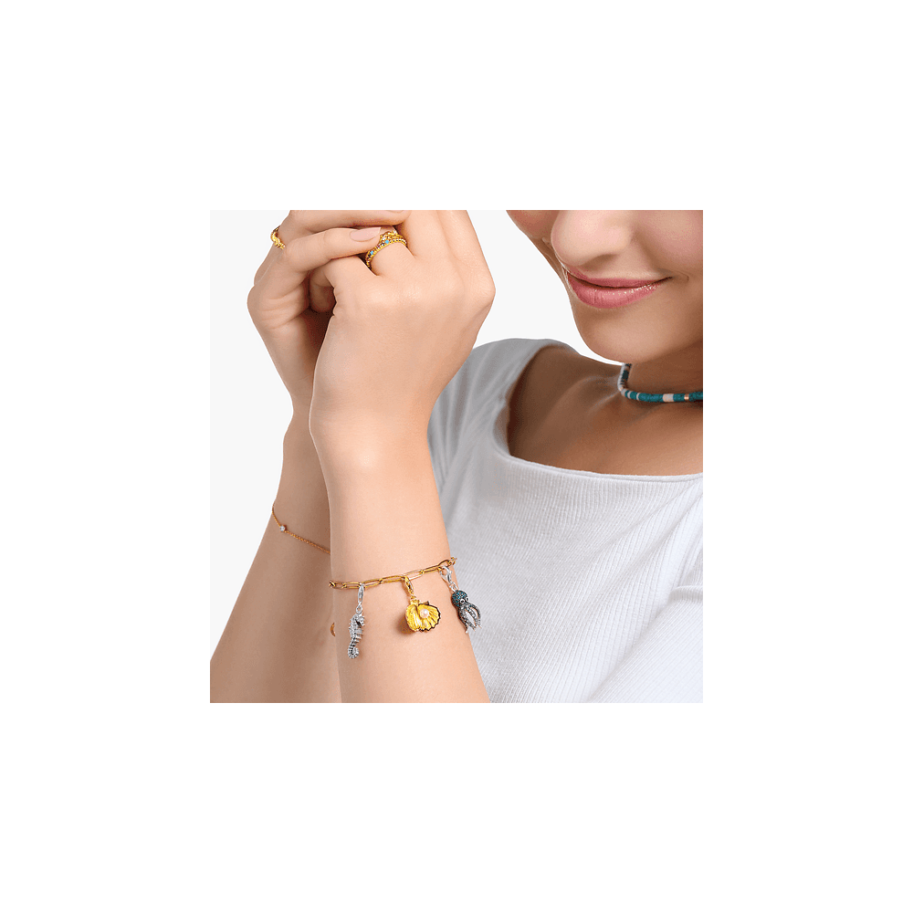 Gold On Silver Clam with Pearl Charm