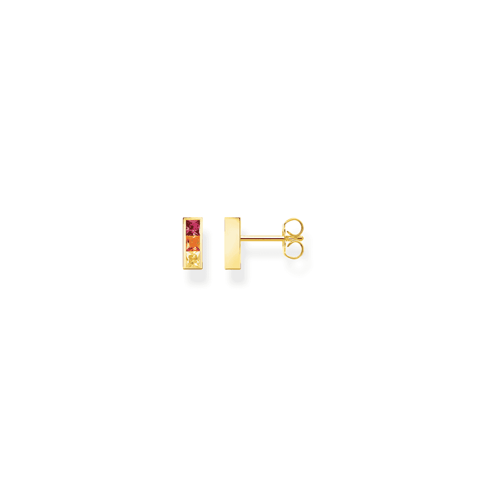 Gold On Silver Colourful Stone Stud Earrings