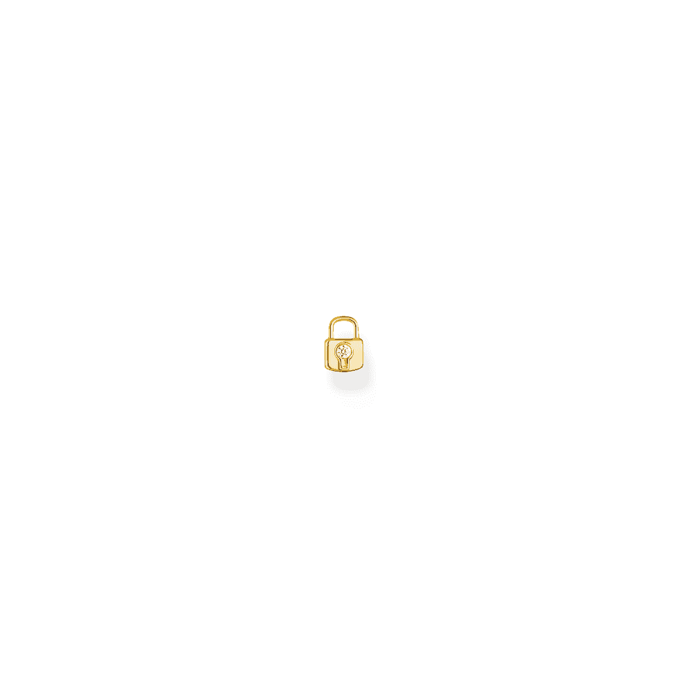 Gold On Silver Lock Stud Earrings