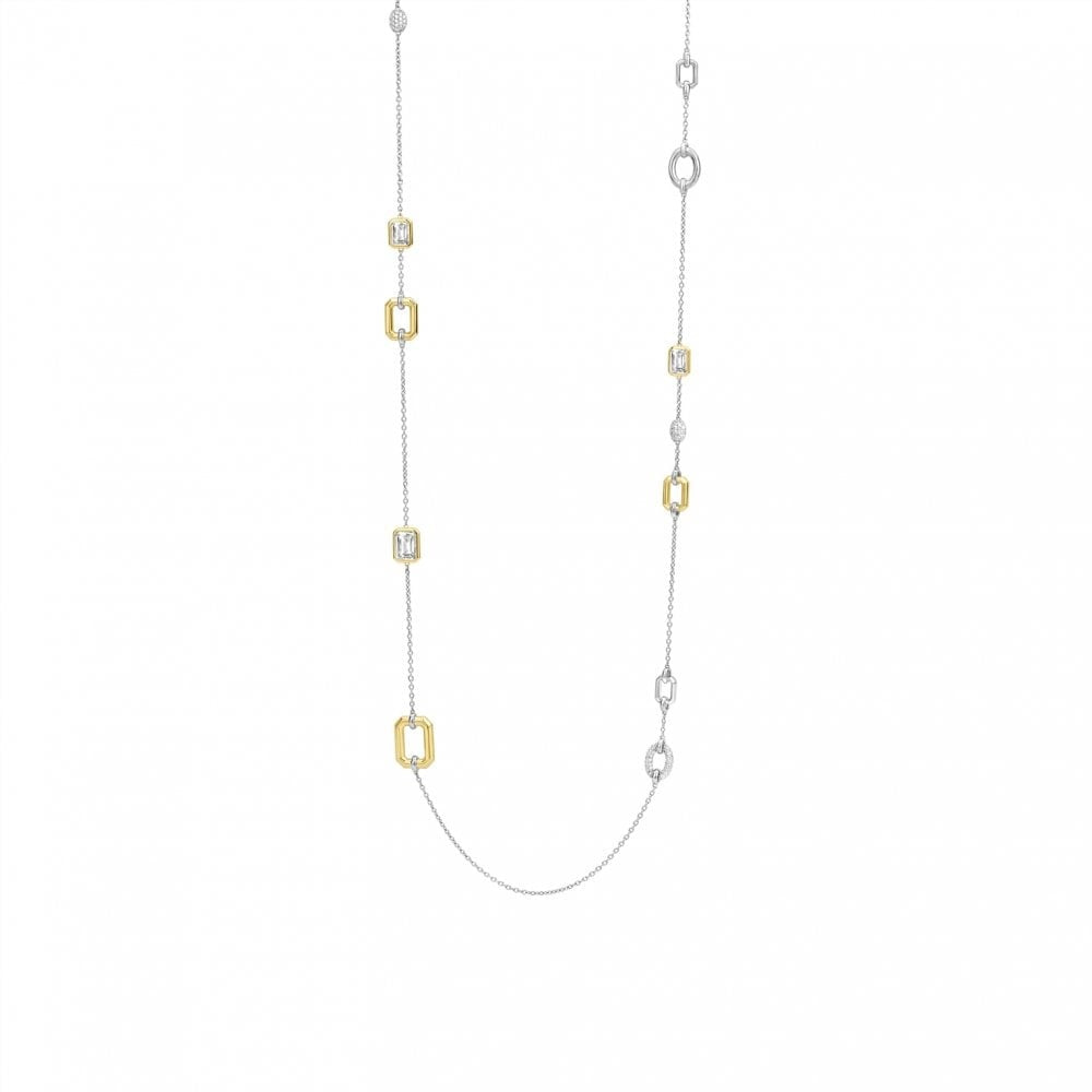 Gold On Silver Necklace with Cubic Zirconia
