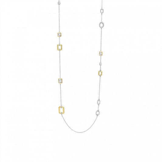 Gold On Silver Necklace with Cubic Zirconia