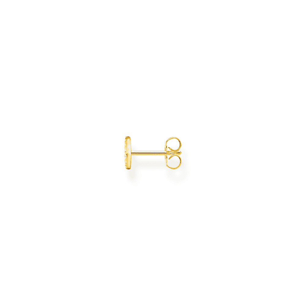 Gold On Silver Peace Sign Earrings with White Stoens