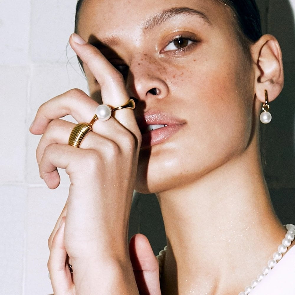 Gold On Silver Pearl Drop Earrings