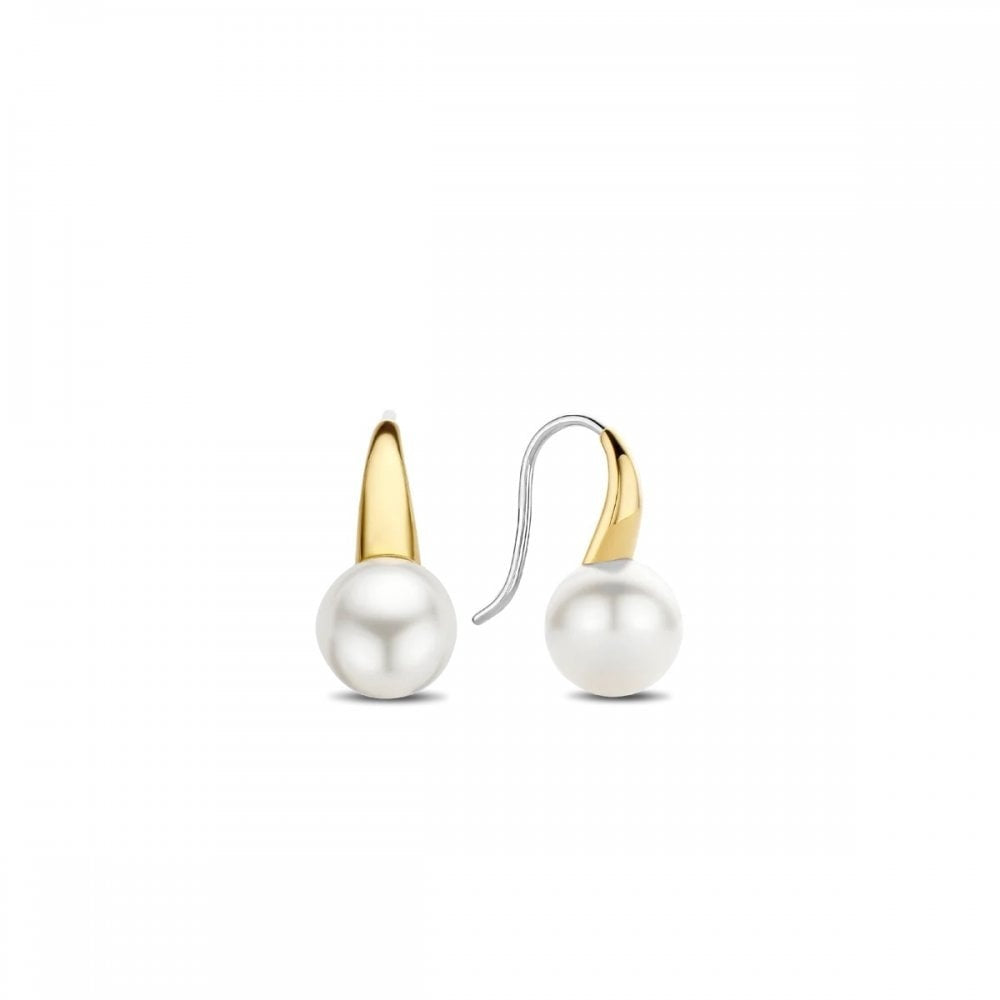 Gold On Silver Pearl Drop Earrings
