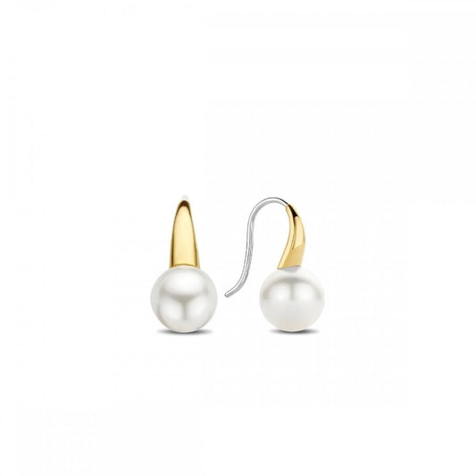 Gold On Silver Pearl Drop Earrings