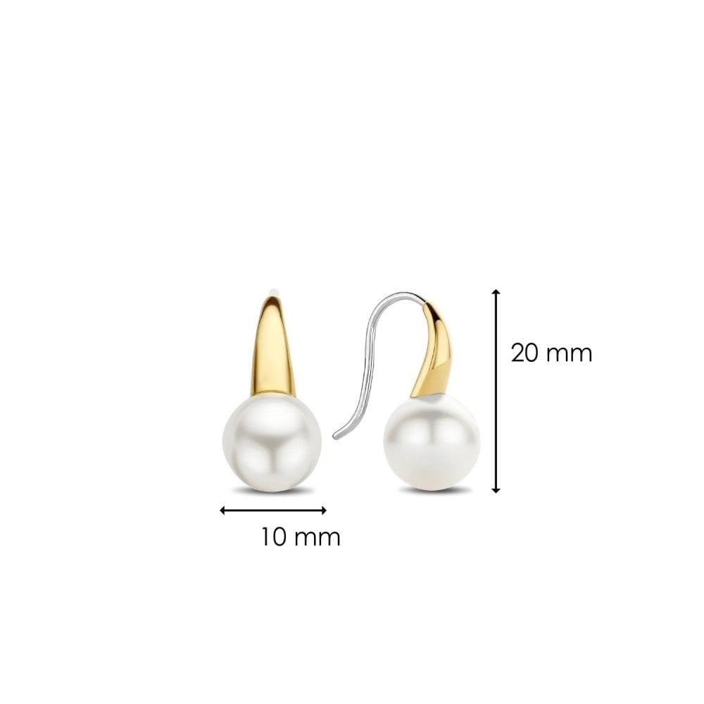 Gold On Silver Pearl Drop Earrings