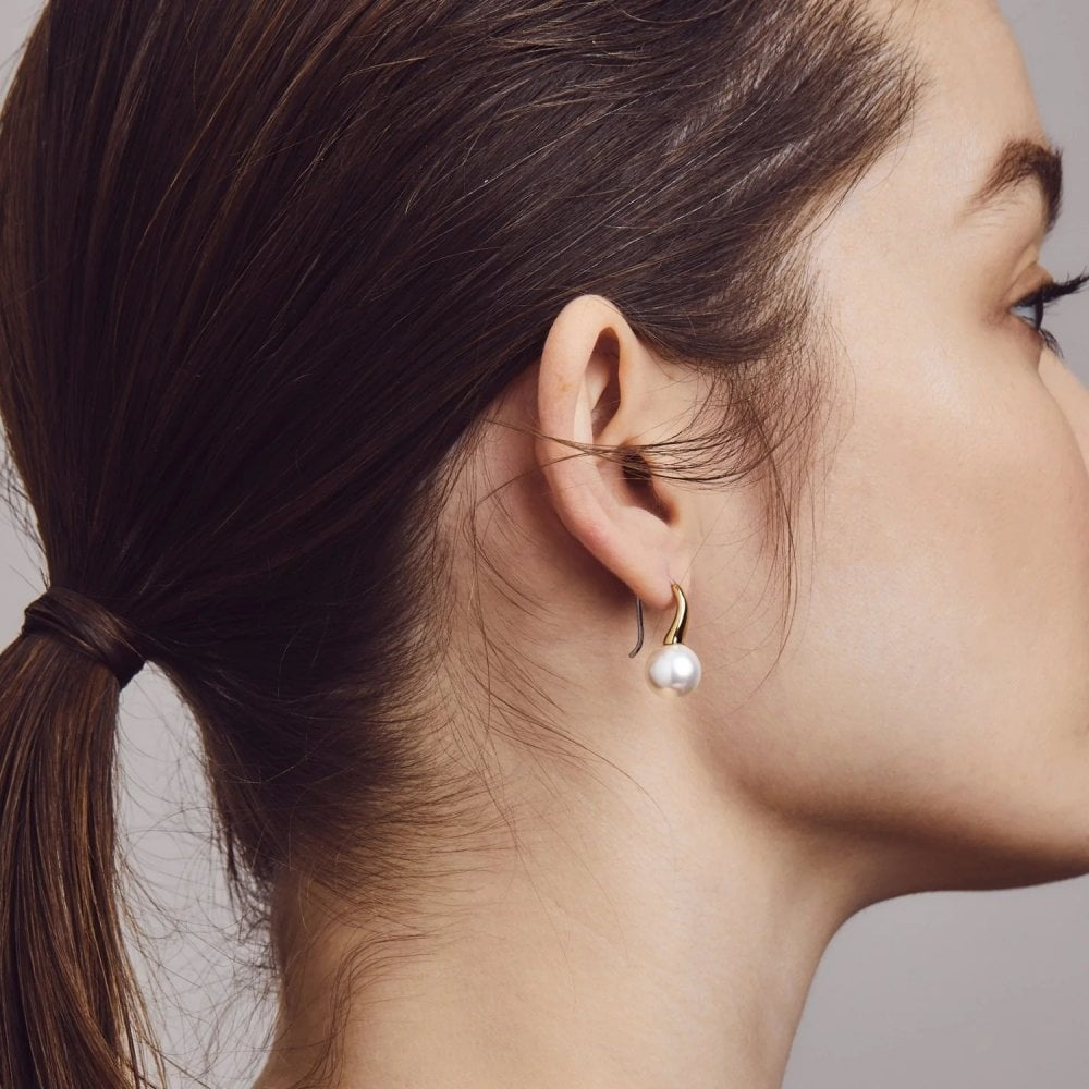 Gold On Silver Pearl Drop Earrings