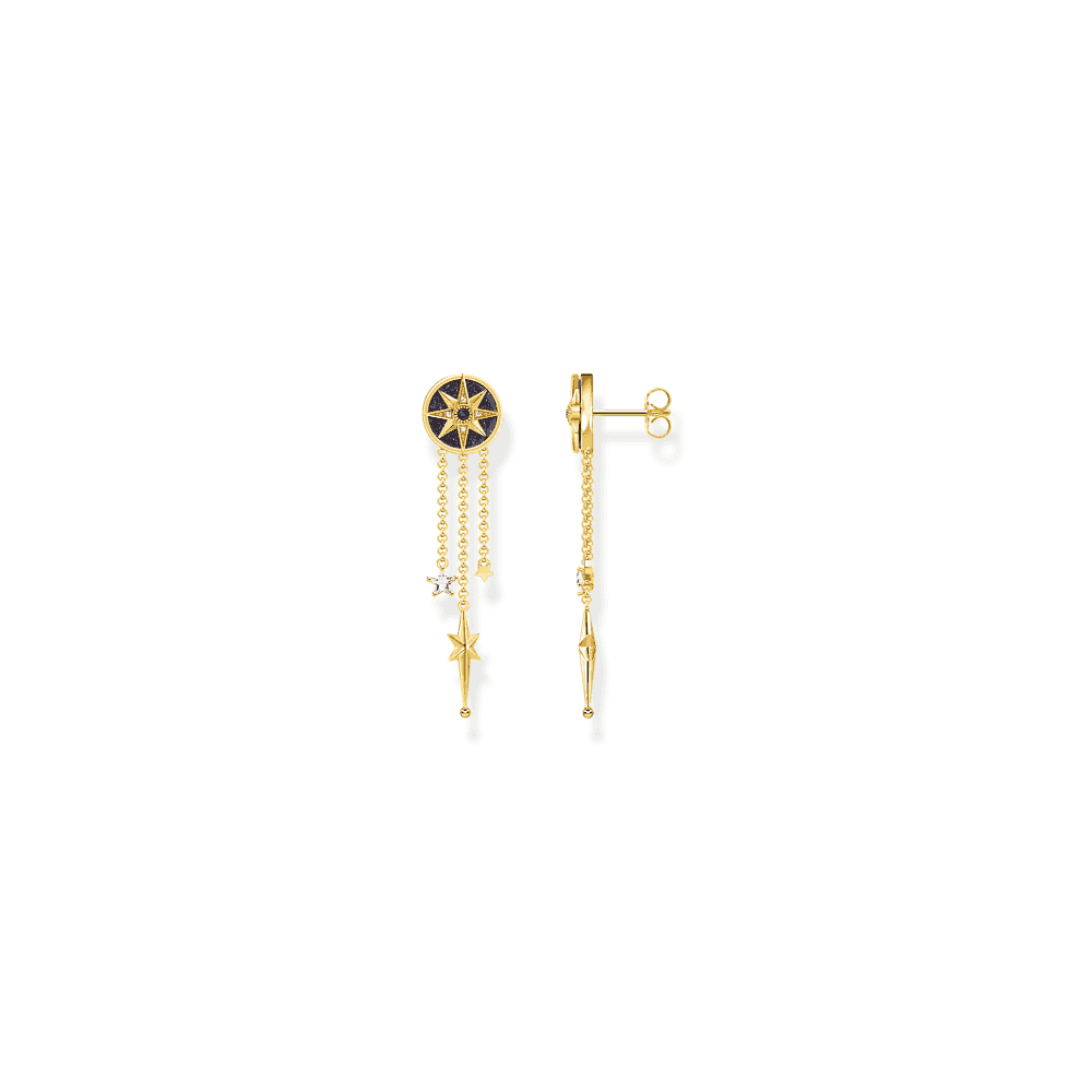 Gold On Silver Royalty Star Earrings with Stones