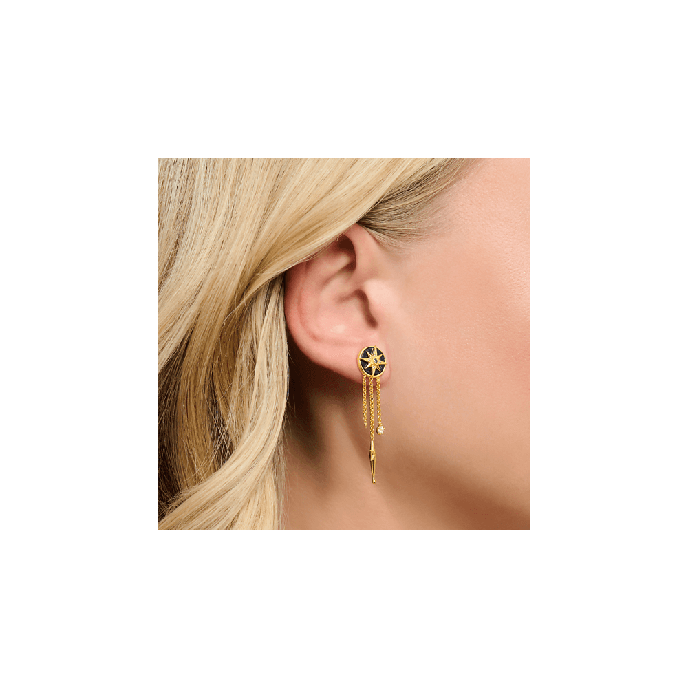 Gold On Silver Royalty Star Earrings with Stones
