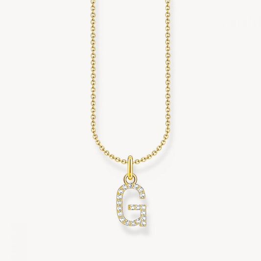 Gold-Plated Necklace with Letter Pendant G and White Zirconia