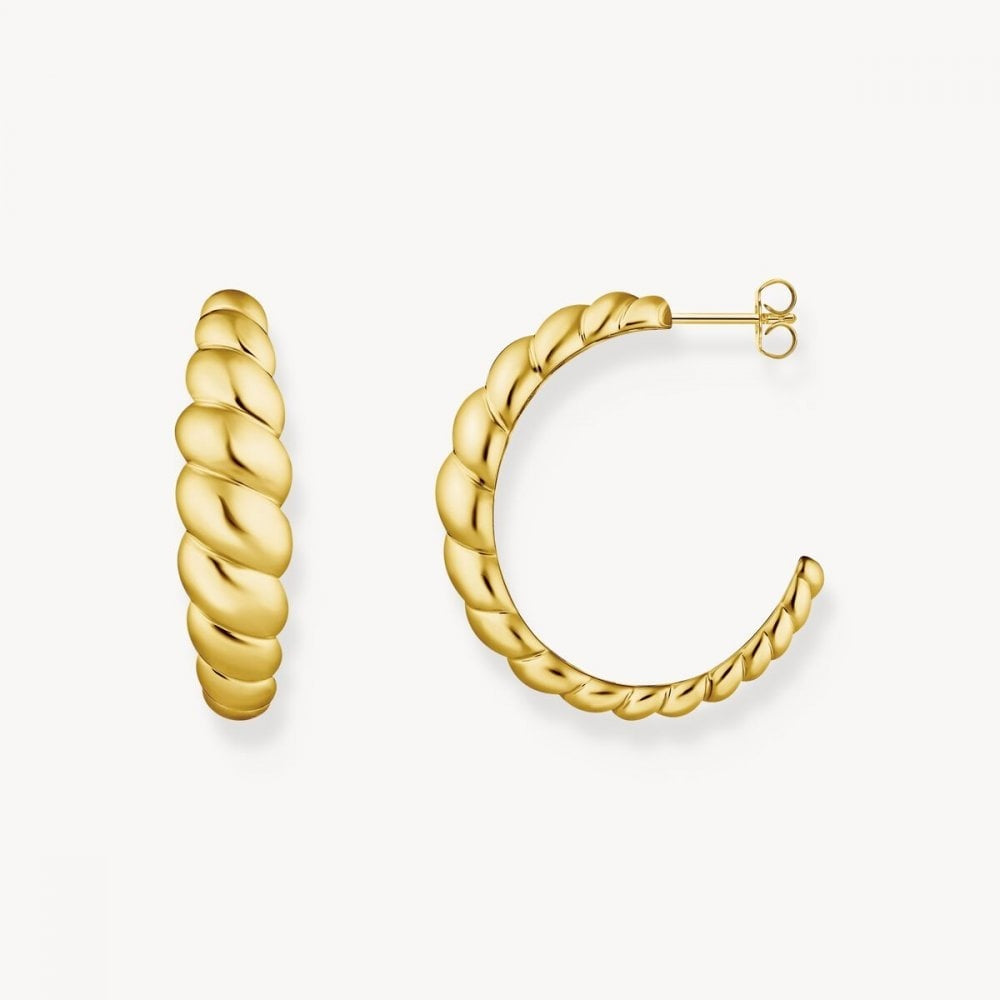Gold-Plated Organic Forms Hoops