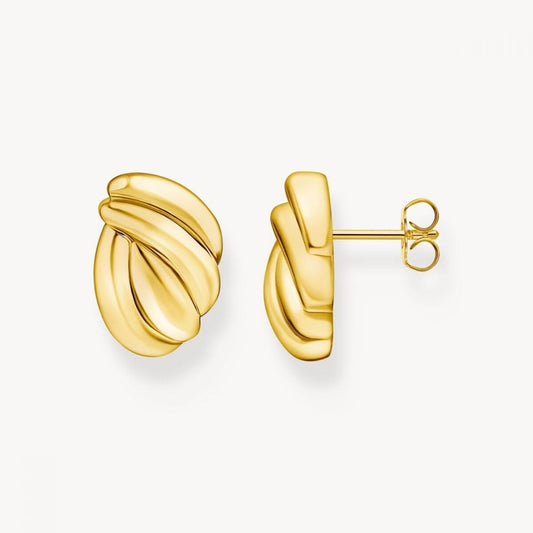 Gold-Plated Organic-Shaped Stud Earrings