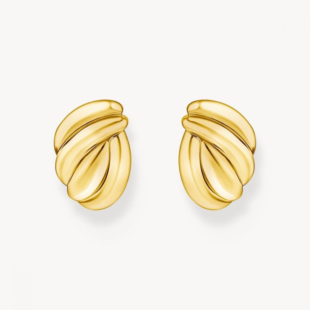 Gold-Plated Organic-Shaped Stud Earrings