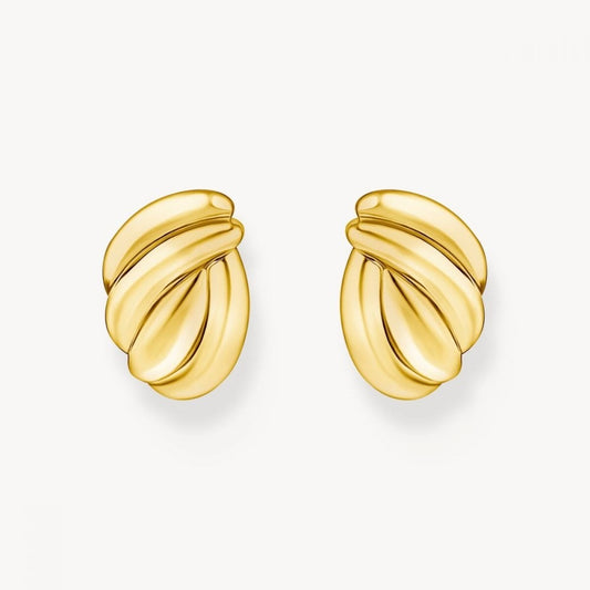 Gold-Plated Organic-Shaped Stud Earrings