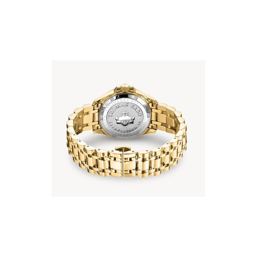 Gold-coloured ladies' watch Divine Jewellery Stone with green malachite