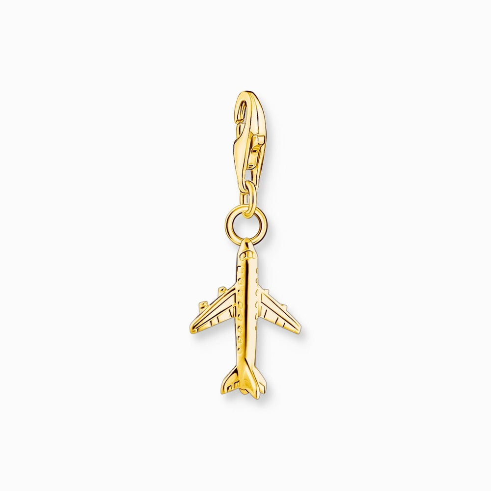 Gold on Silver Airplane Charm