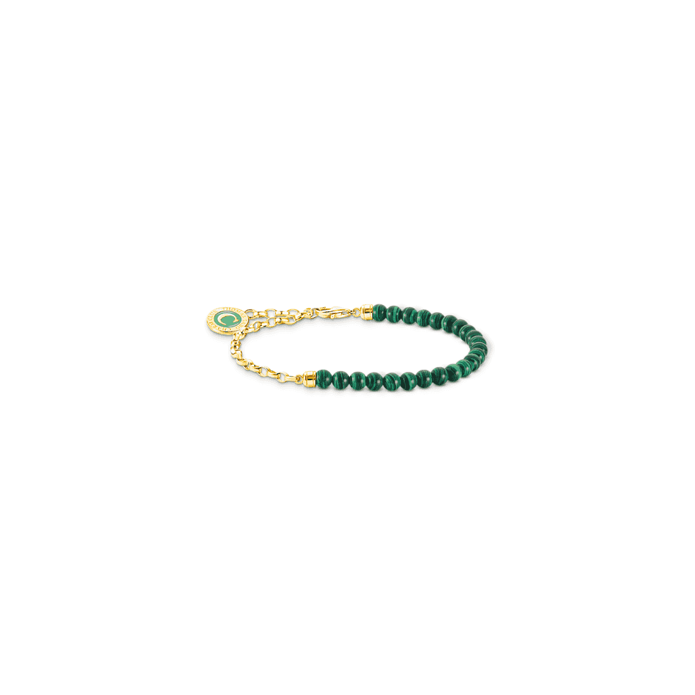 Gold on Silver Bracelet with Green Beads