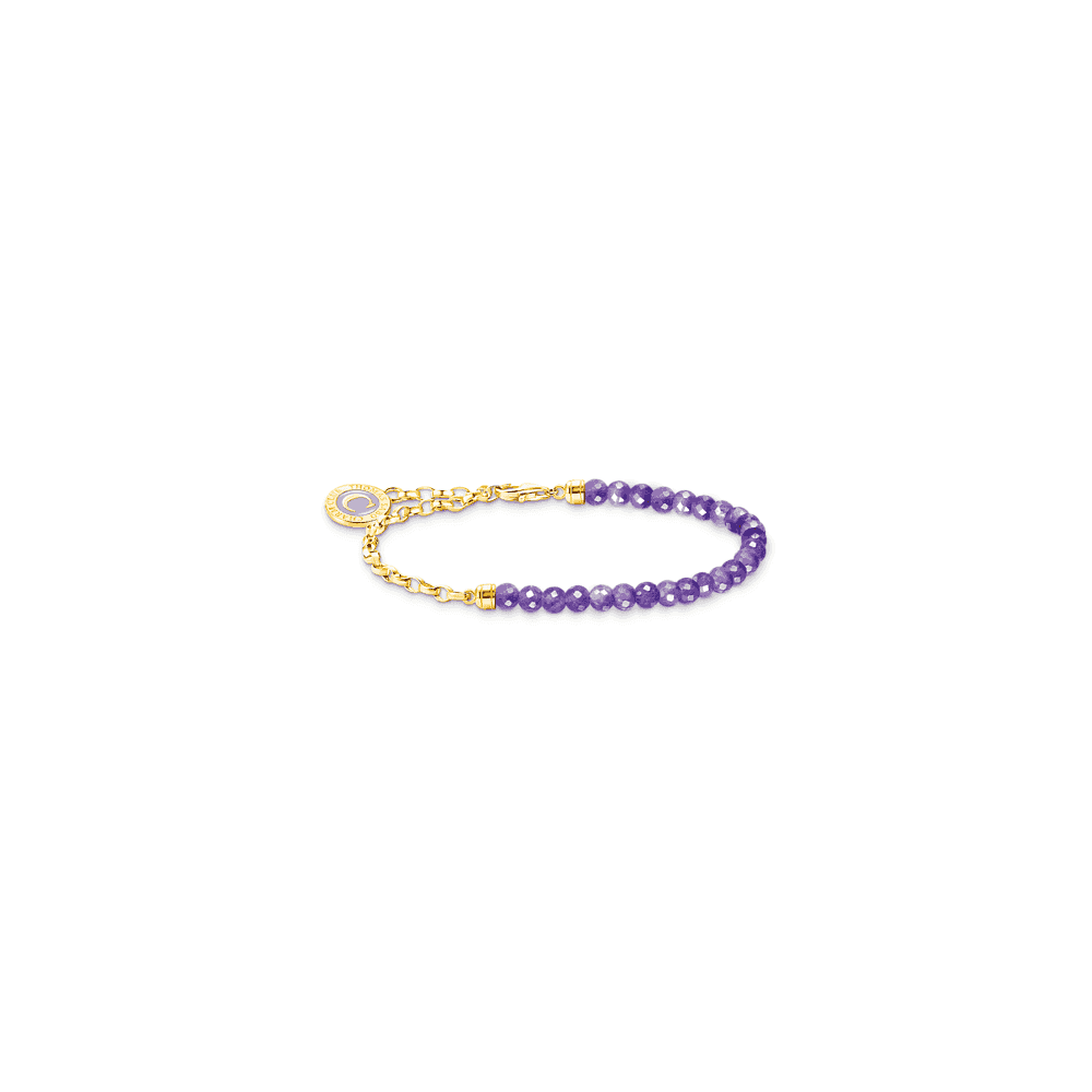 Gold on Silver Bracelet with Violet Beads
