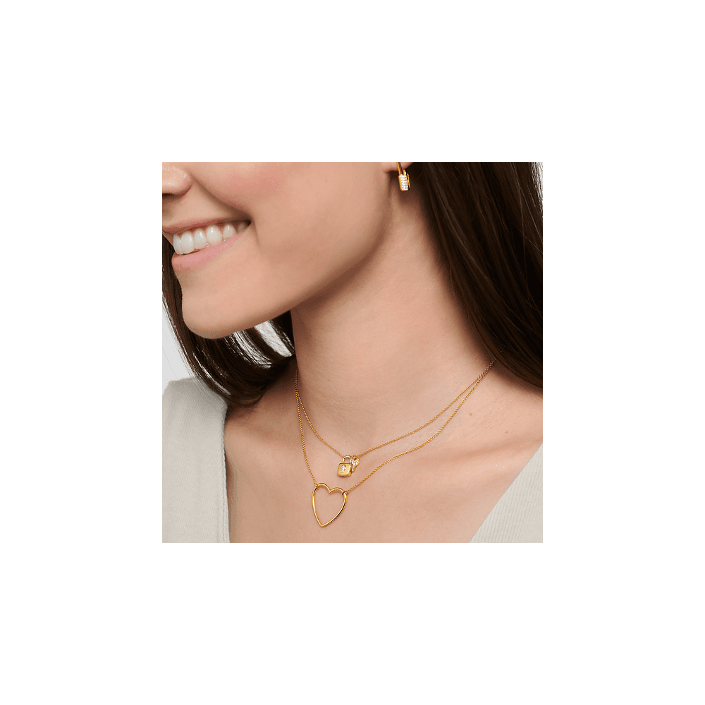 Gold on Silver & Cubic Zirconia Lock with Key Necklace