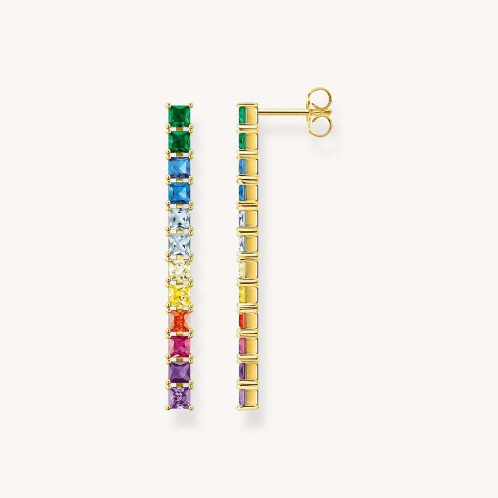 Gold on Silver Earrings with Colourful Stones