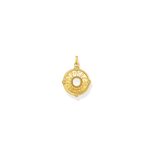 Gold on Silver Pendant with Crescent Moon and Various Stones