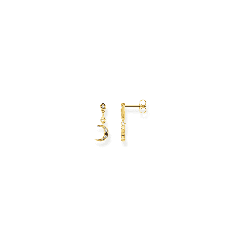 Gold on Silver Royalty Moon with stones Earrings
