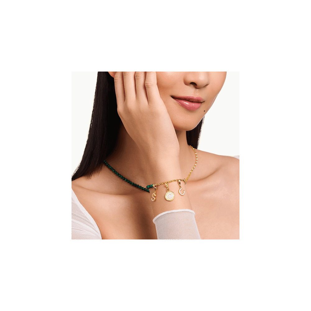 Gold on Sterling Silver Horseshoe Charm with White Cold Enamel
