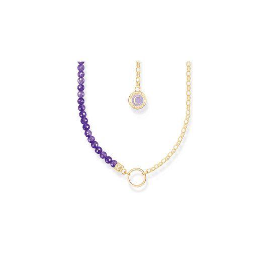 Gold on Sterling Silver Necklace with Violet Beads