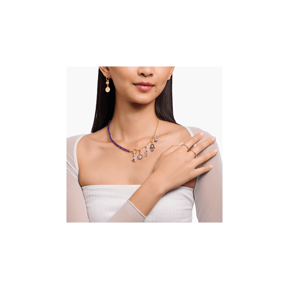 Gold on Sterling Silver Necklace with Violet Beads